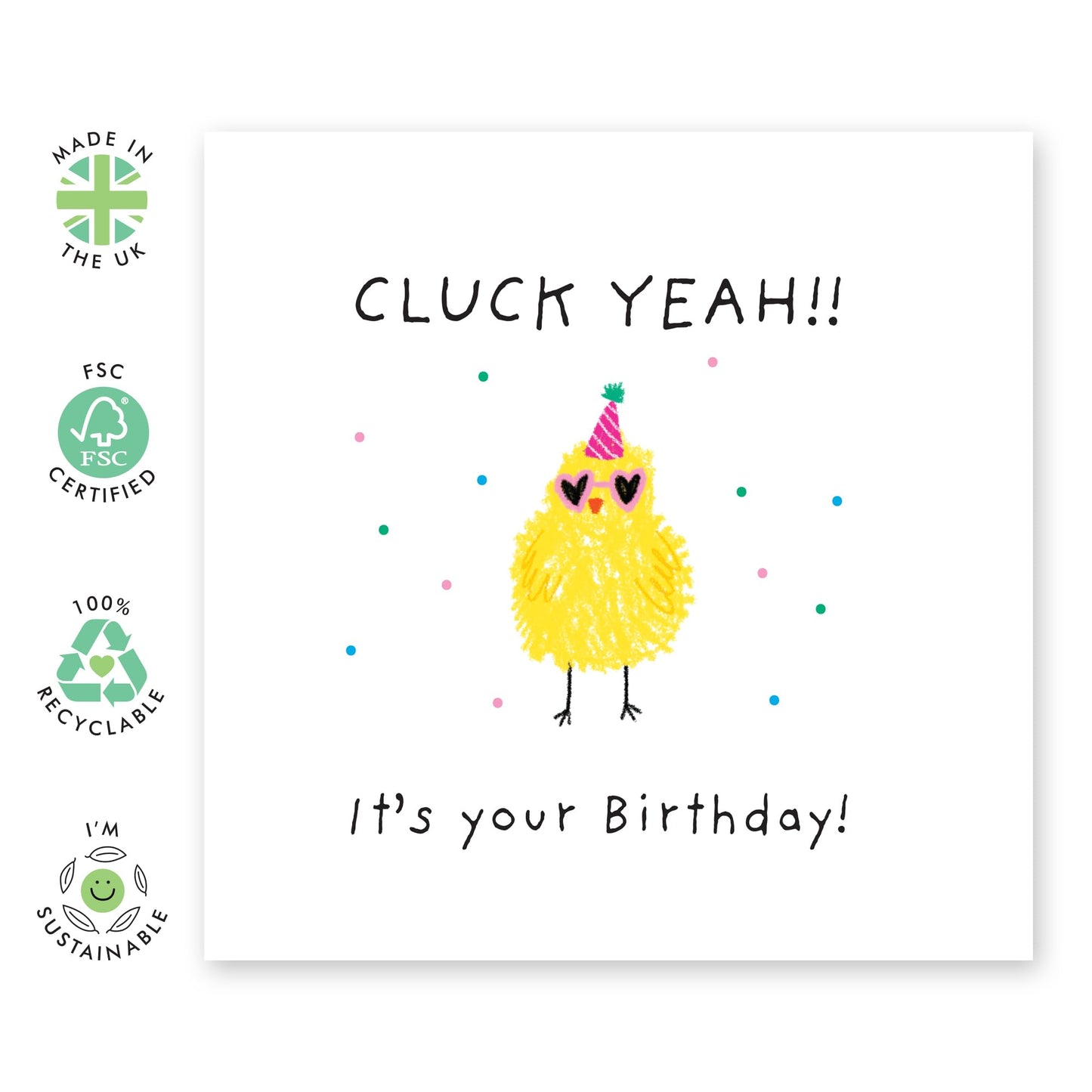 Birthday Card - 'Cluck Yeah' - For Anyone Who Loves Fun and Humor - Perfect for Birthdays, Celebrations, or Just Because - Cheeky Chicken Design - Comes with Fun Stickers by Central 23