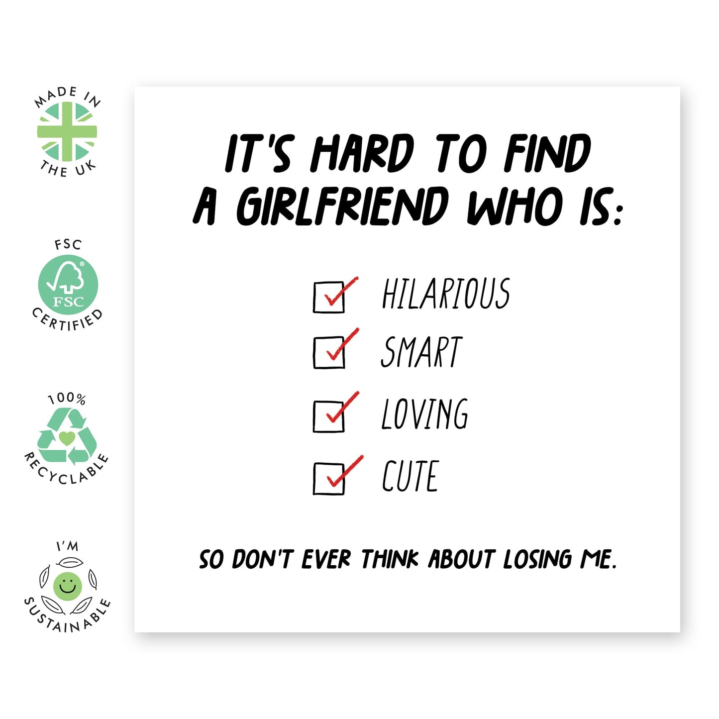 Boyfriend Birthday Card - Hard To Find A Perfect Girlfriend - Funny Anniversary Cards For Girlfriend - Sarcastic Valentine's Card - I Love You Gifts For Him - Comes With Fun Stickers By Central 23