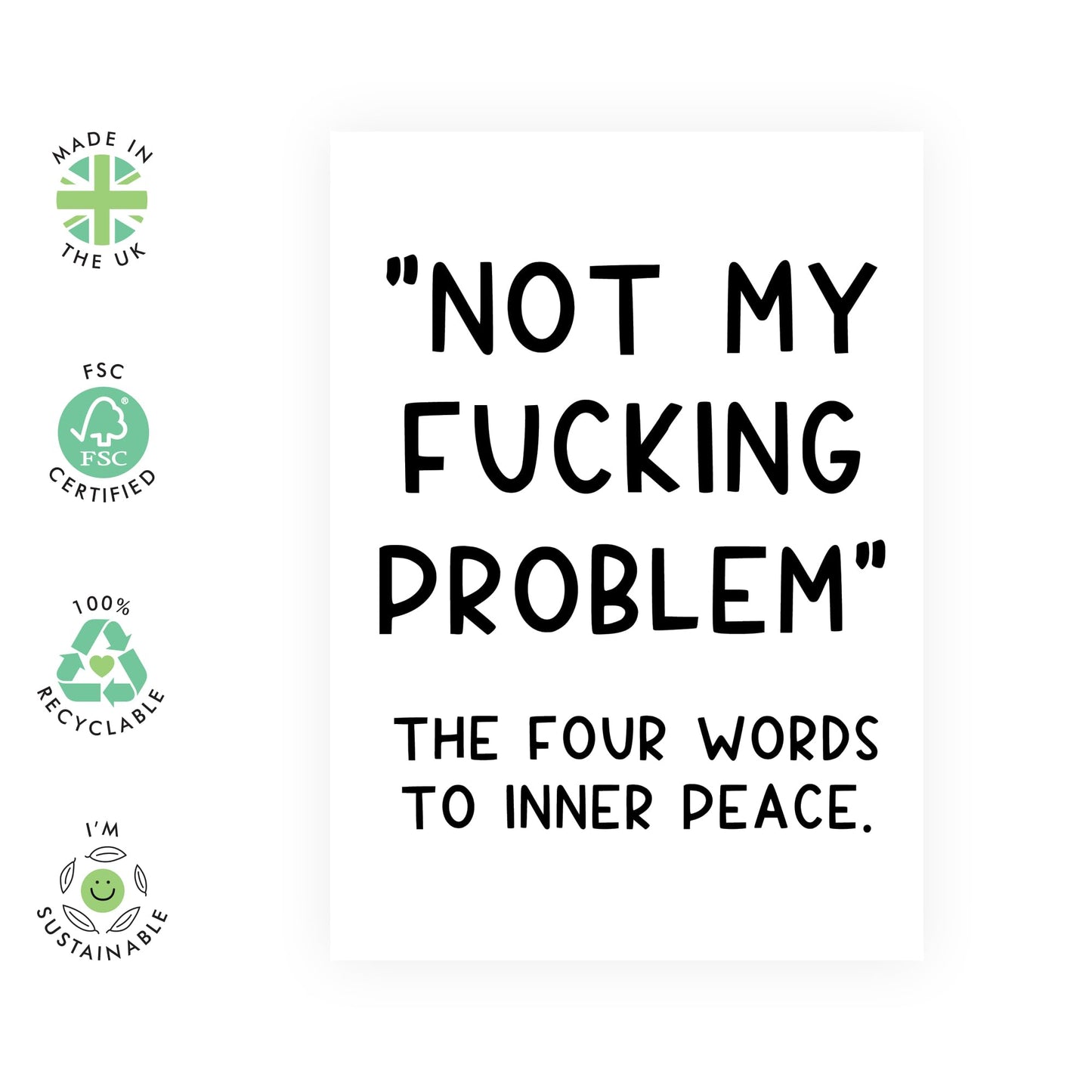 Rude Birthday Cards For Men - Inner Peace - Funny Birthday Greeting Cards For Women - Friends Birthday Card - Brother Or Sister Birthday Card - Comes With Fun Stickers By Central 23