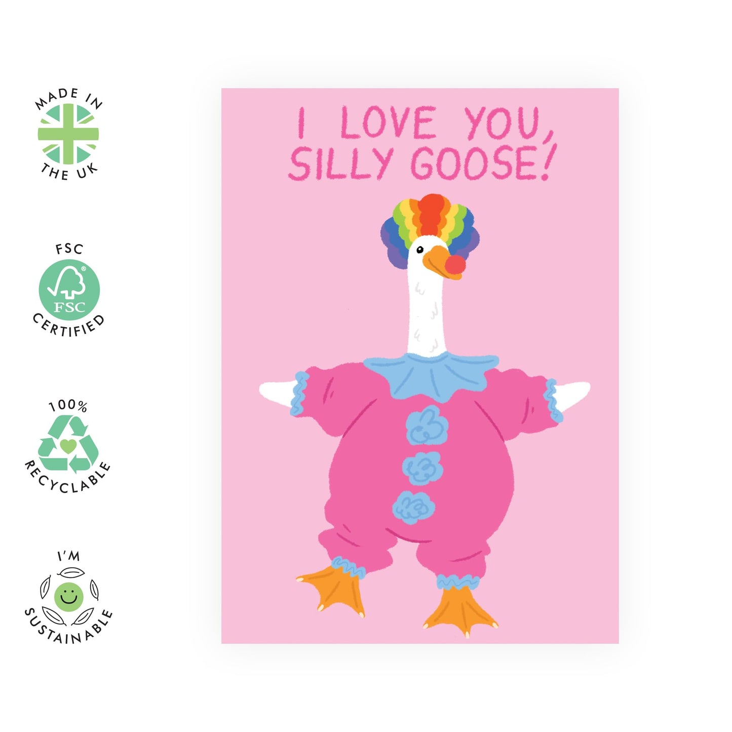 Greeting Card - 'SILLY GOOSE LOVE' - Perfect for Showing Your Affection with a Playful Goose Design - Ideal for Girlfriend Boyfriend Husband, Wife or Anyone Special - Comes with Stickers by Central 23