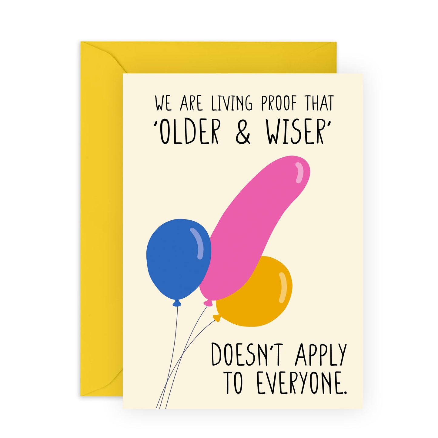 Best Friend Birthday Card Funny Humour - Older & Wiser Doesn't Apply To Everyone - Rude Birthday Cards For Men Women Adult - Inappropriate Gifts For Him - Comes With Stickers - By Central 23
