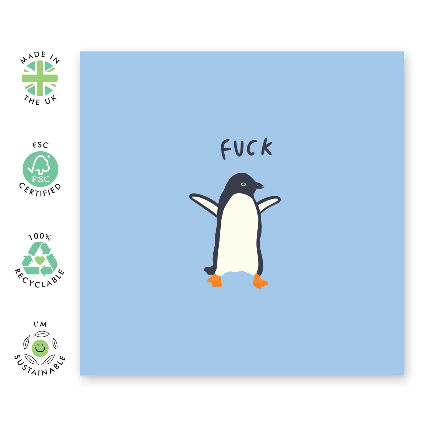 Greeting Card - 'F*ck Penguin' - For Anyone with a Sense of Humor - Bold and Cheeky Design - For Fun to Any Occasion - Birthdays, Anniversaries, or Just Because - Comes with Fun Stickers by Central 23