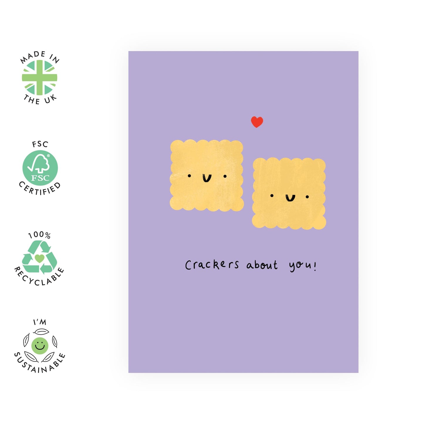 Central 23 Greeting Card - 'CRACKERS ABOUT YOU' - Perfect for Adding a Fun and Witty Touch to Any Occasion - Romantic Gift for Him Her Wife Husband Partners Girlfriend Boyfriend - Comes with Stickers