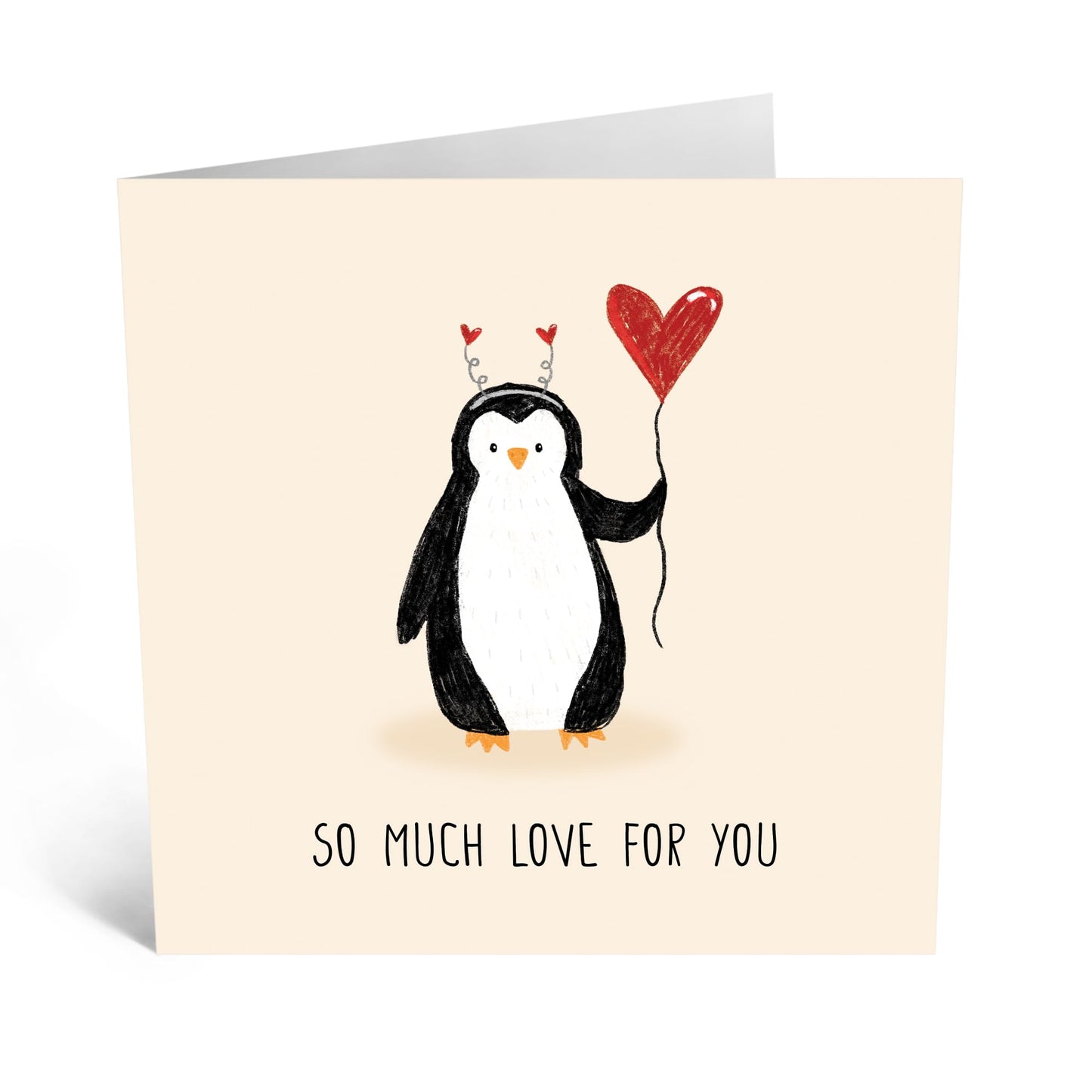 Greeting Card - PENGUIN SO MUCH LOVE - Perfect for Sharing Warm & Cuddly Affection - Ideal for Adding a Touch of Adorable Charm & Heartfelt Emotion to Any Occasion - Comes With Stickers By Central 23