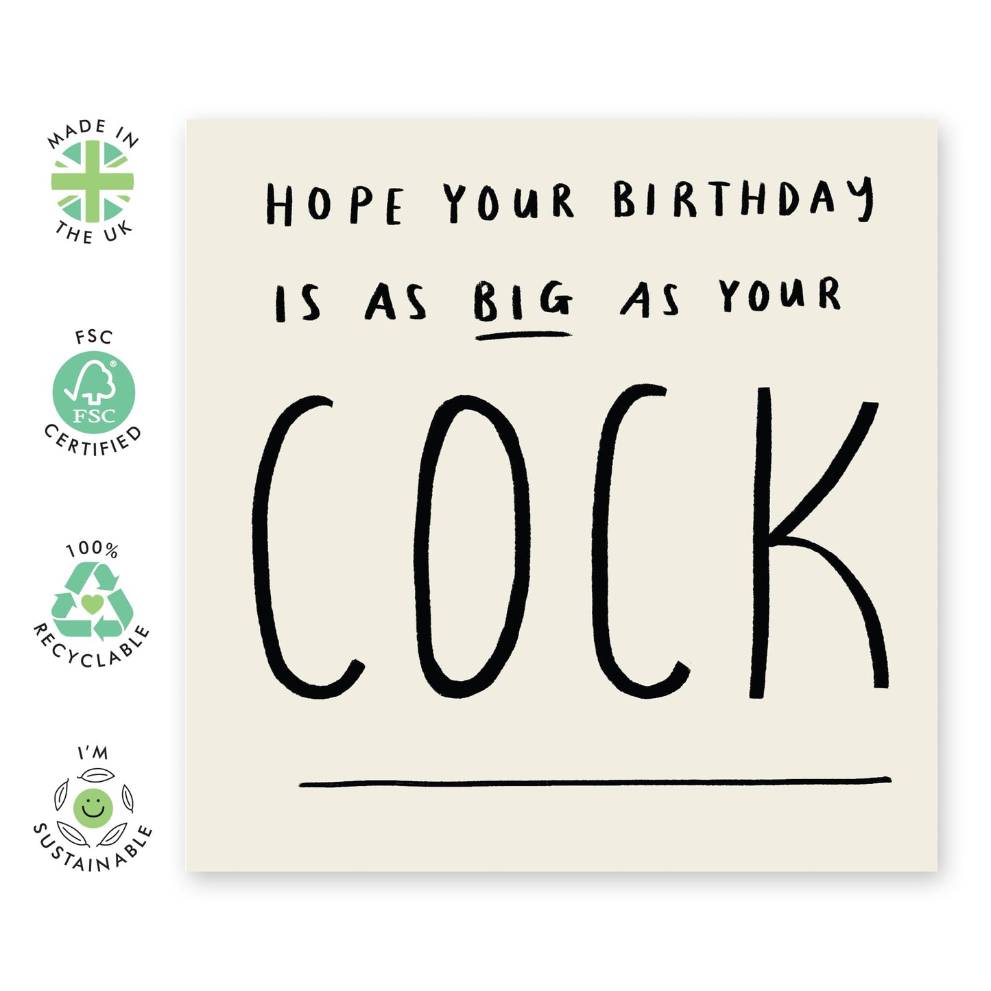 Husband Birthday Cards Rude - As Big As Your C*ck - Funny Birthday Cards For Men - Boyfriend Birthday Card - Naughty Greeting Cards For Partner - Comes With Stickers - By Central 23
