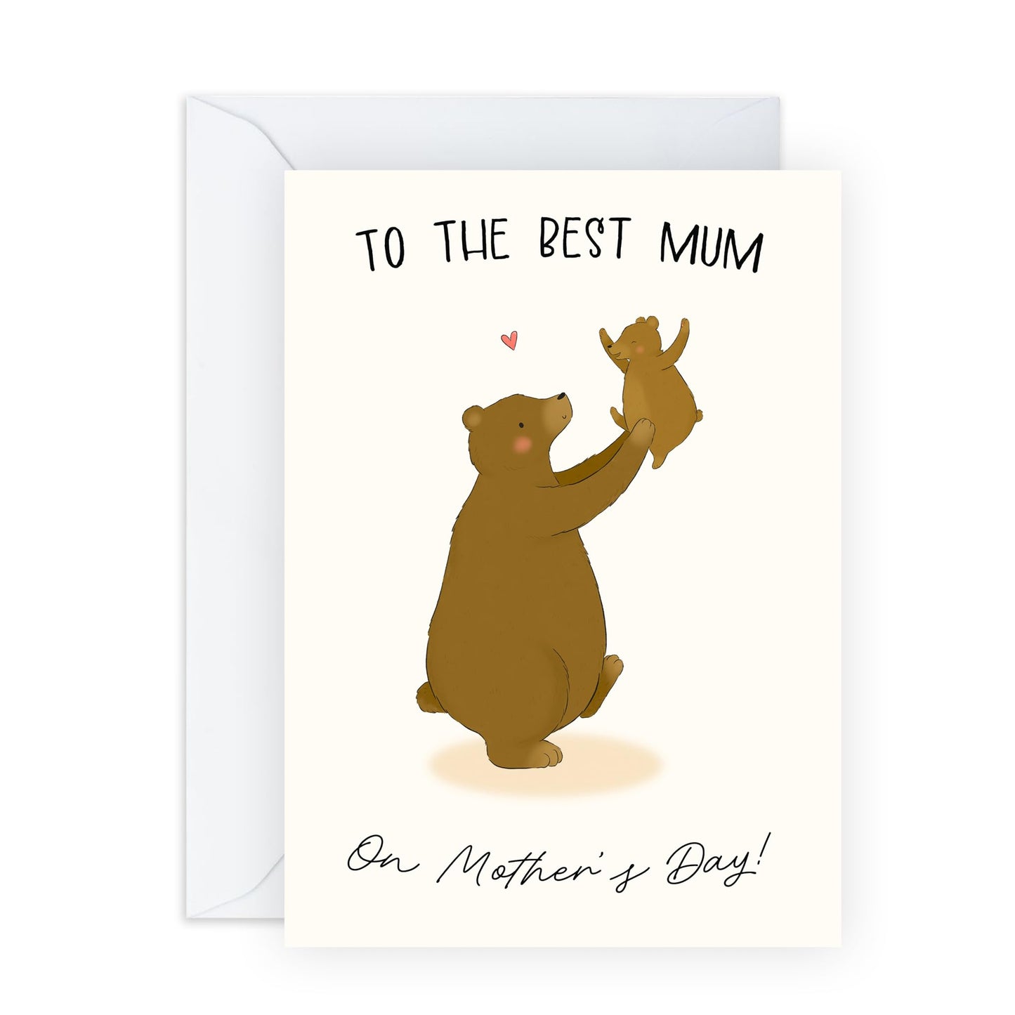 Cute Mother’s Day Card – "To the Mum" Bear & Cub Illustration Gift for Mum, Mummy, Mama, Ma, Mam, Her, She, Women, Ladies from Son or Daughter - Sweet Mother and Child Greeting - Comes with Stickers