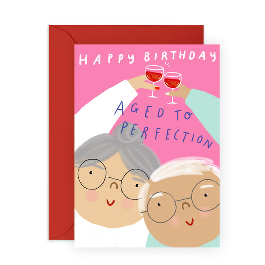 Birthday Card - 'AGED TO PERFECTION' - Perfect for Celebrating Milestones with a Touch of Class - Ideal for Friends Family and Anyone Who Appreciates Growing Older - Comes With Stickers By Central 23