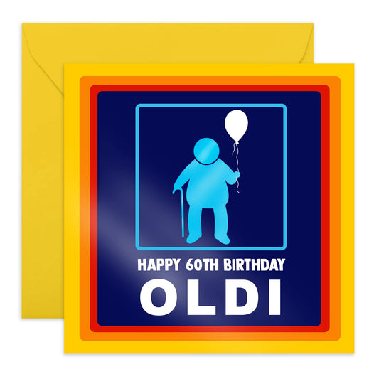Central 23 - 60th Birthday Card - 'Happy 60th Birthday Oldi' Balloon Card - Sixtieth Birthday Gift for Seniors - Dad Mum - Grandma Greeting Card - Sixties - Comes with Fun Stickers