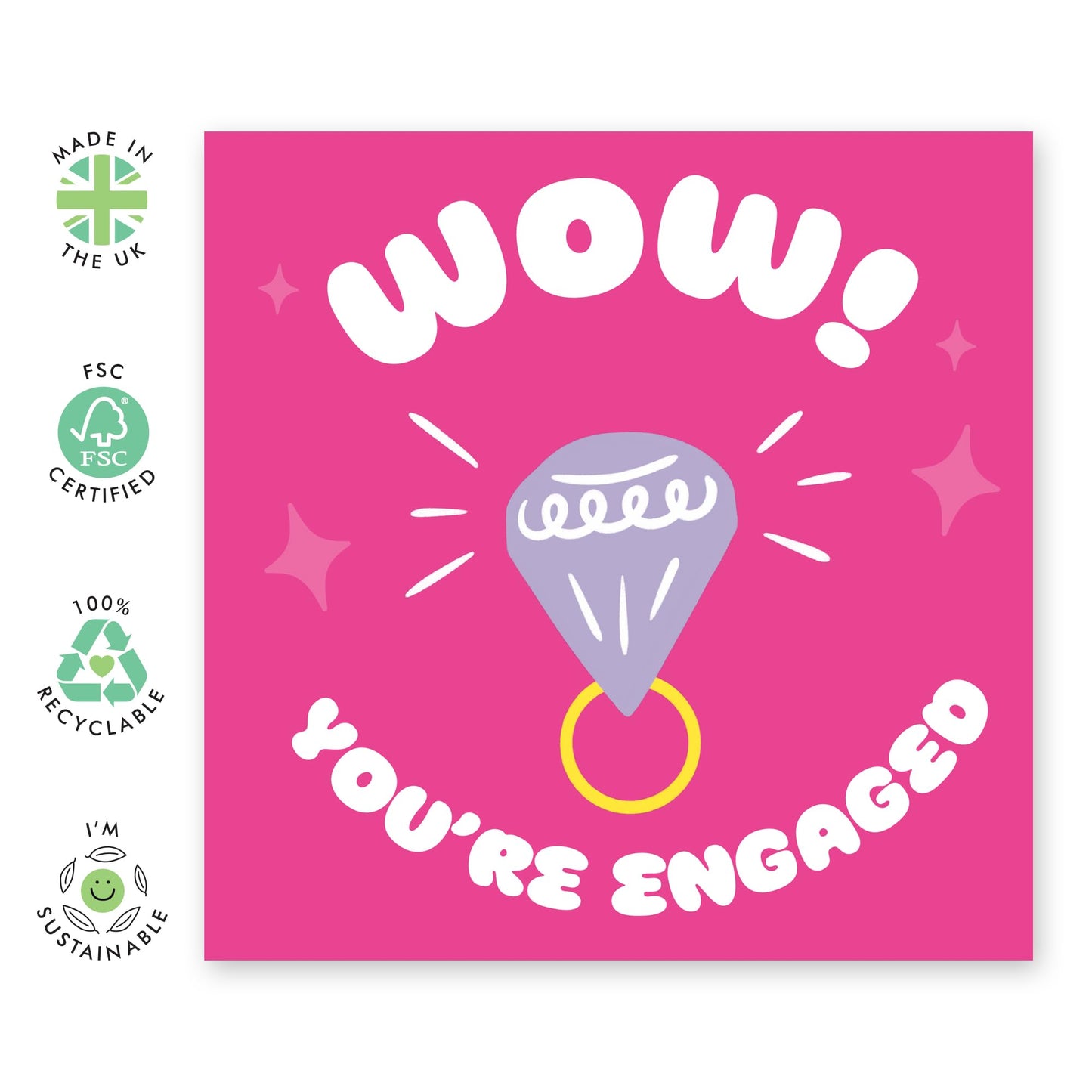 Engagement Card For Friends - Wow Engaged - Congratulations Card For Sister Best Friend Coworker - You're Getting Married Card - Gifts For Him Her Bride Groom - Comes With Fun Stickers By Central 23