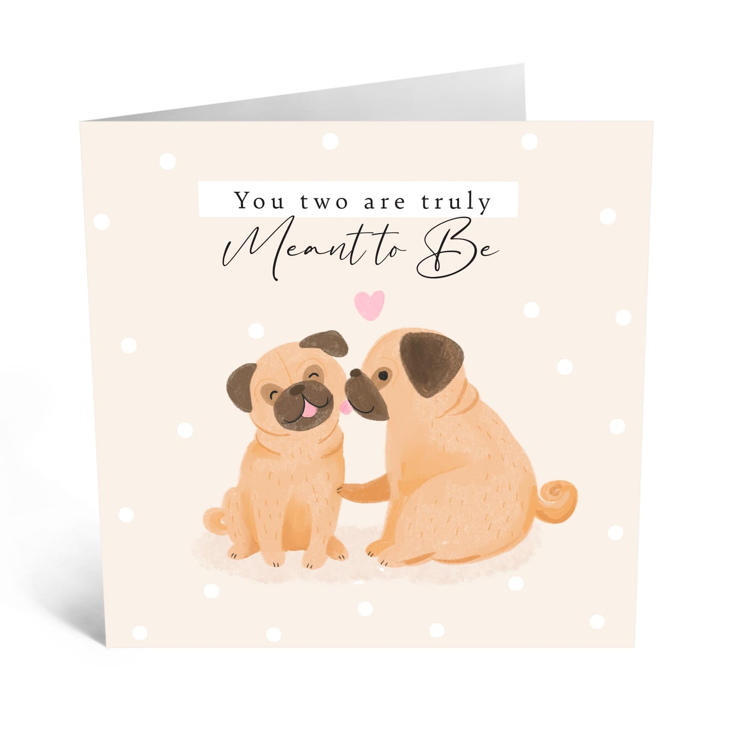 Cute Dogs Anniversary Card For Them - 'Pugs Truly Meant To Be' - Gift for Brother, Sister, Friend, Her, Him - Sweet Pets - Comes with Fun Stickers