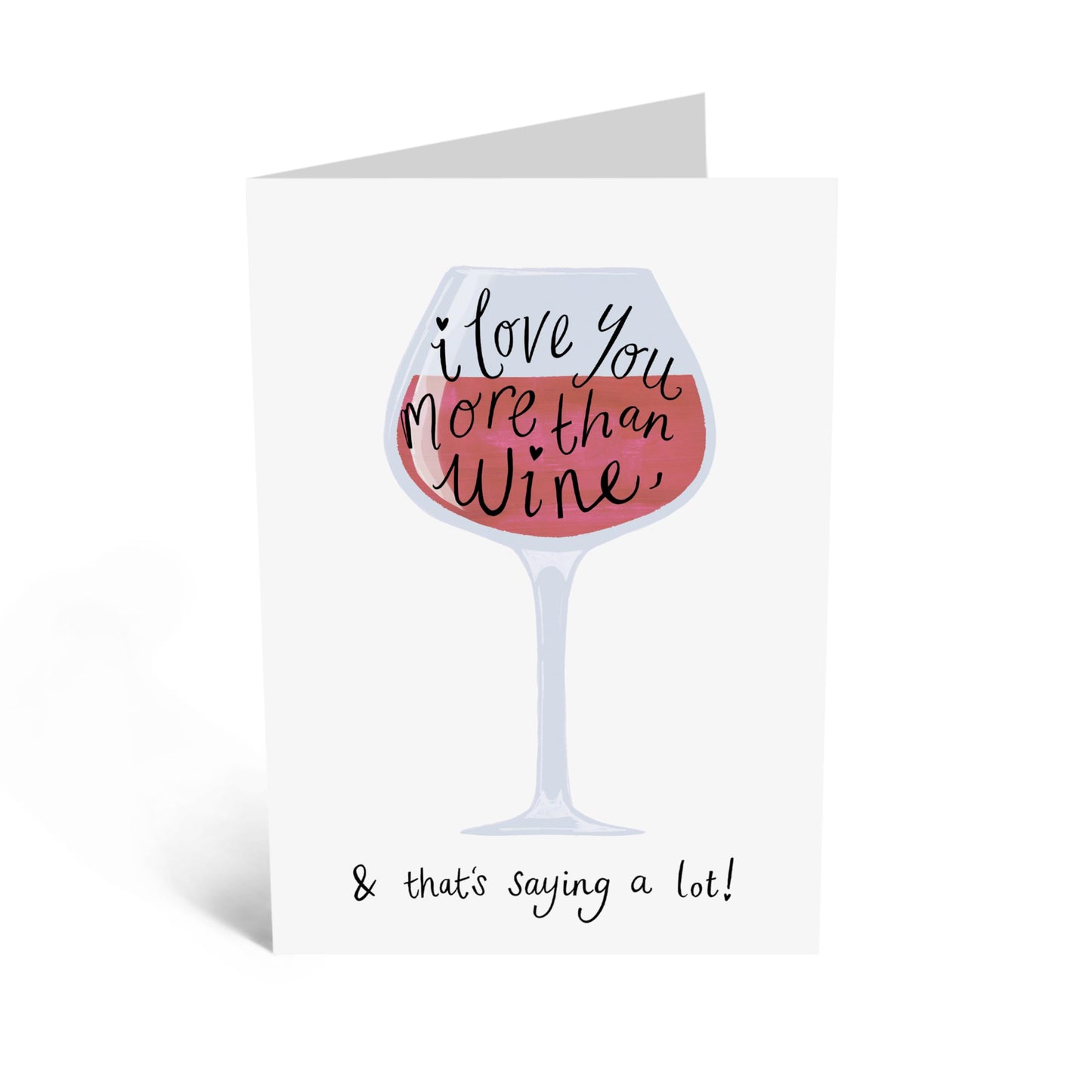 Fun Greeting Card - 'LOVE YOU MORE THAN WINE' - Perfect for Celebrating Love with a Playful Twist - Ideal for Him Her, Wife, Husband, Girlfriend, Boyfriend, Couples - Comes With Stickers By Central 23