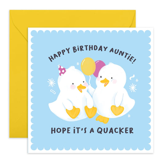 Birthday Card - Have A Quacker Auntie - Animal Birthday Card - Birthday Card From Nephew Niece - Pretty Greeting Cards For Women - Gifts For Women - Comes With Fun Stickers - By Central 23