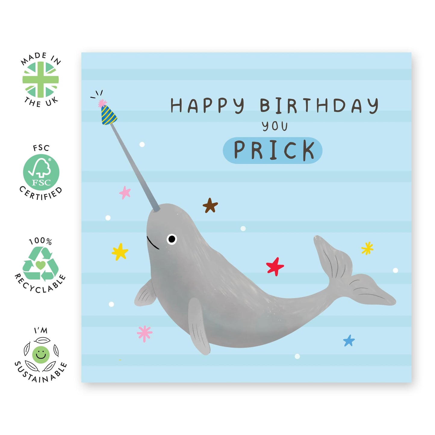 Birthday Card Joke - 'You Pr*ck'- Gifts for Mates, Colleague, Co-worker, Friends, Best Friends, BFF, Brother, Bro, Boyfriend, Him - Bday Celebration - Comes with Fun Stickers