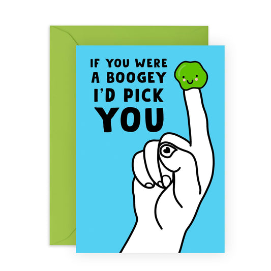 Hilarious Greeting Card - 'Boogey' - Funny Gift for Married Couples, Wife, Husband, Spouse, Partner, Him, Her, Girlfriend, Boyfriend- I Pick You - Comes with Fun Stickers