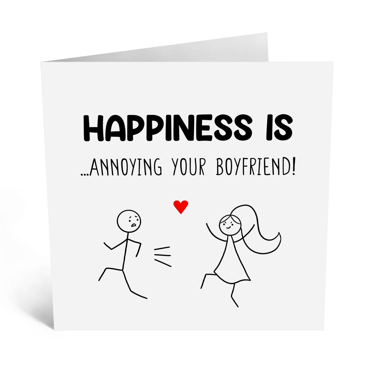 Greeting Card - 'HAPPINESS IS ANNOYING BOYFRIEND' - Perfect for Celebrating Your Playful Relationship with a Smile - Ideal for Adding Humor & Joy to His Special Day - Comes With Stickers By Central 23