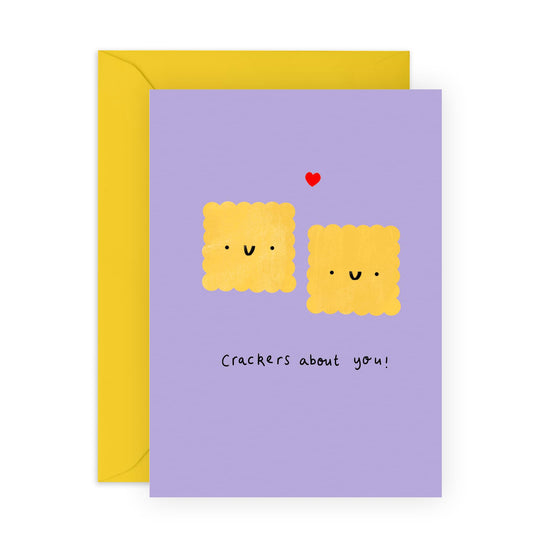 Central 23 Greeting Card - 'CRACKERS ABOUT YOU' - Perfect for Adding a Fun and Witty Touch to Any Occasion - Romantic Gift for Him Her Wife Husband Partners Girlfriend Boyfriend - Comes with Stickers