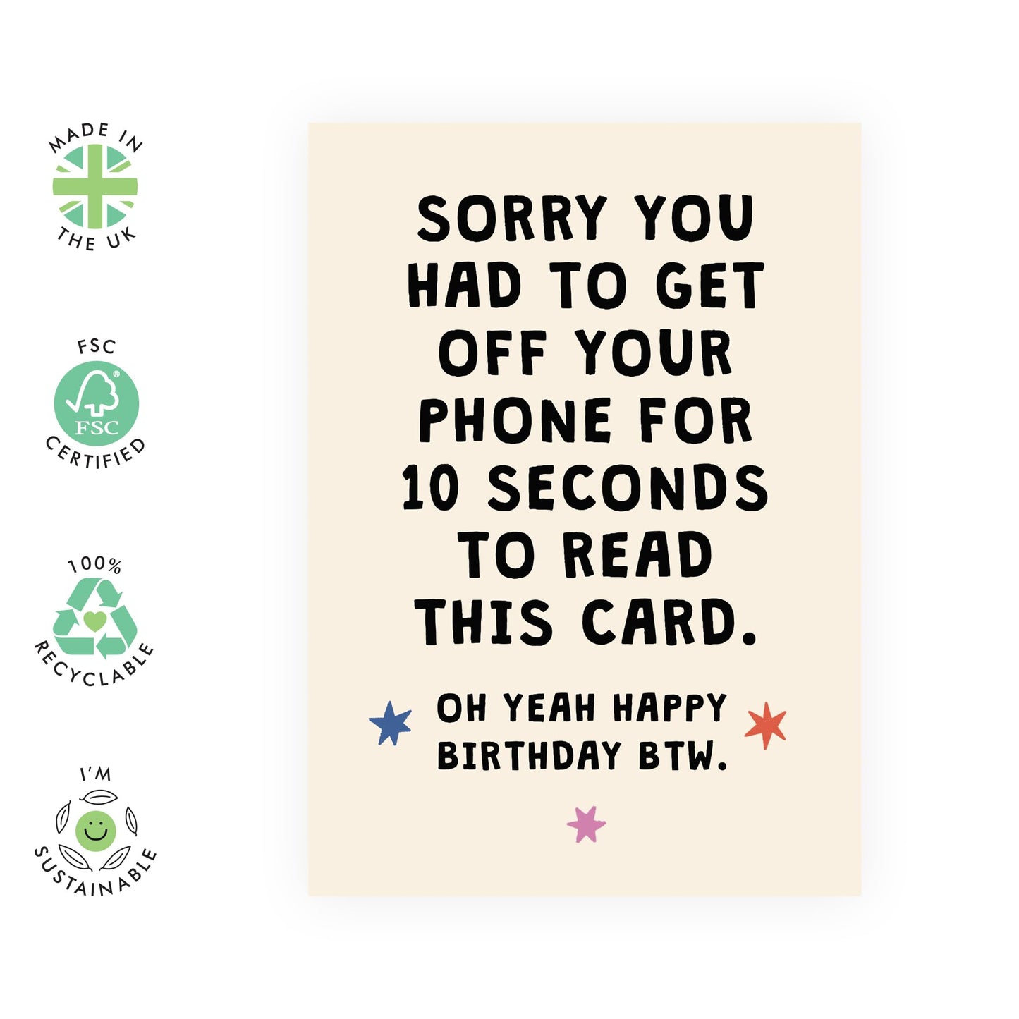 Birthday Cards For Him Her - Sorry You Had To Get Off Your Phone - Funny Birthday Cards For Mum Dad - Brother Sister - Funny Greeting Card Aunt Uncle - Comes With Fun Stickers By Central 23