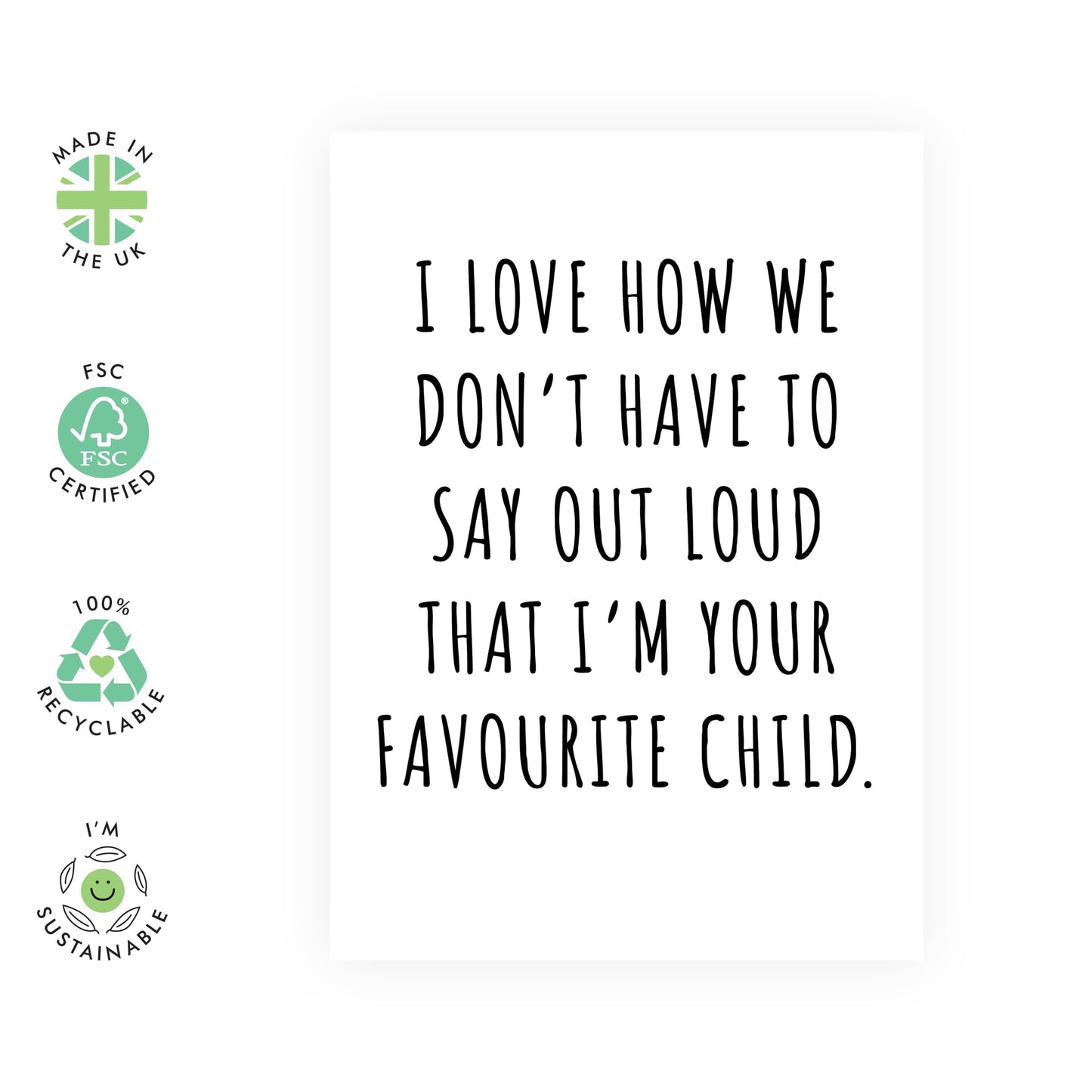Birthday Card For Women Men - Favourite Child - Mothers Day Cards For Mum Aunt Nan - Fathers Day Cards For Dad Uncle - Greeting Cards From Son Daughter - Comes With Fun Stickers By Central 23
