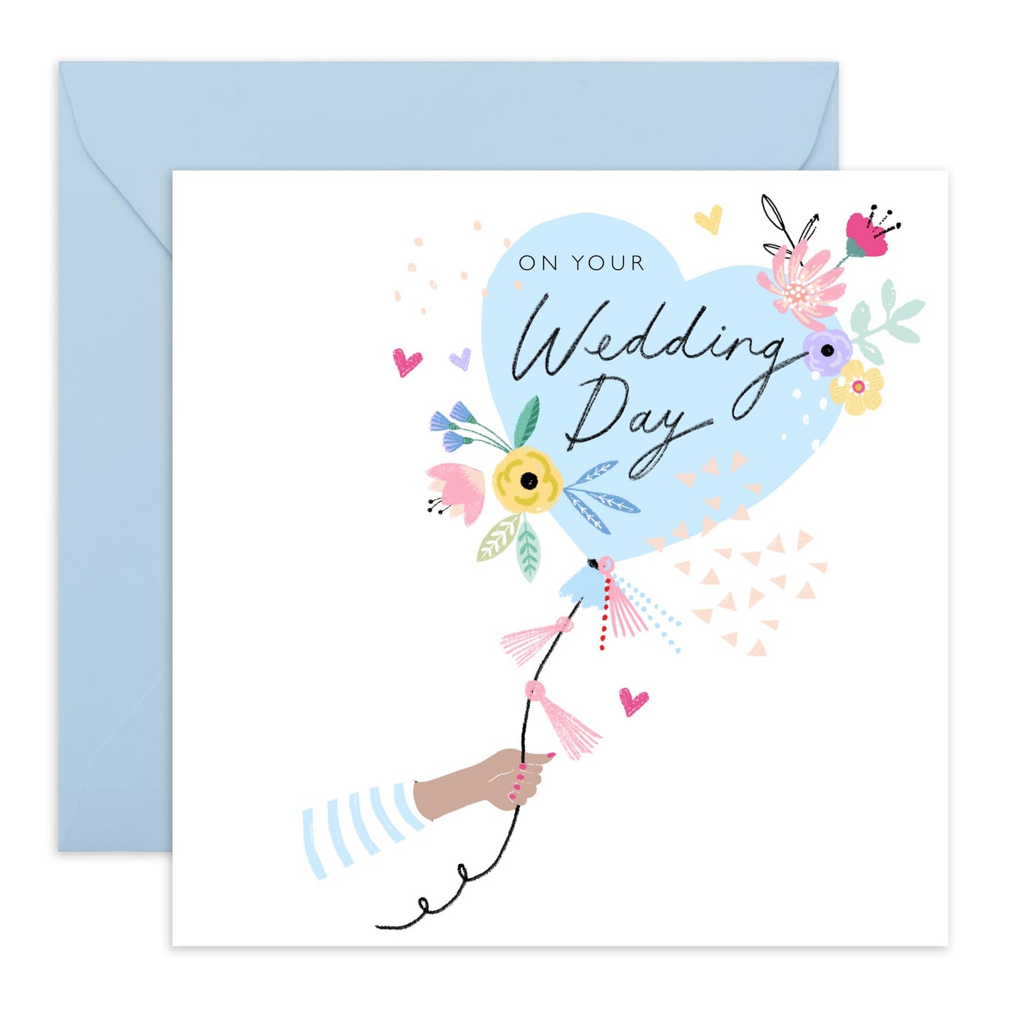 Wedding Cards For Bride And Groom - Wedding Day Balloon - Floral Greeting Card - Congratulations Card For Men Women - Best Wishes Gift For Him Her - Comes With Stickers By Central 23
