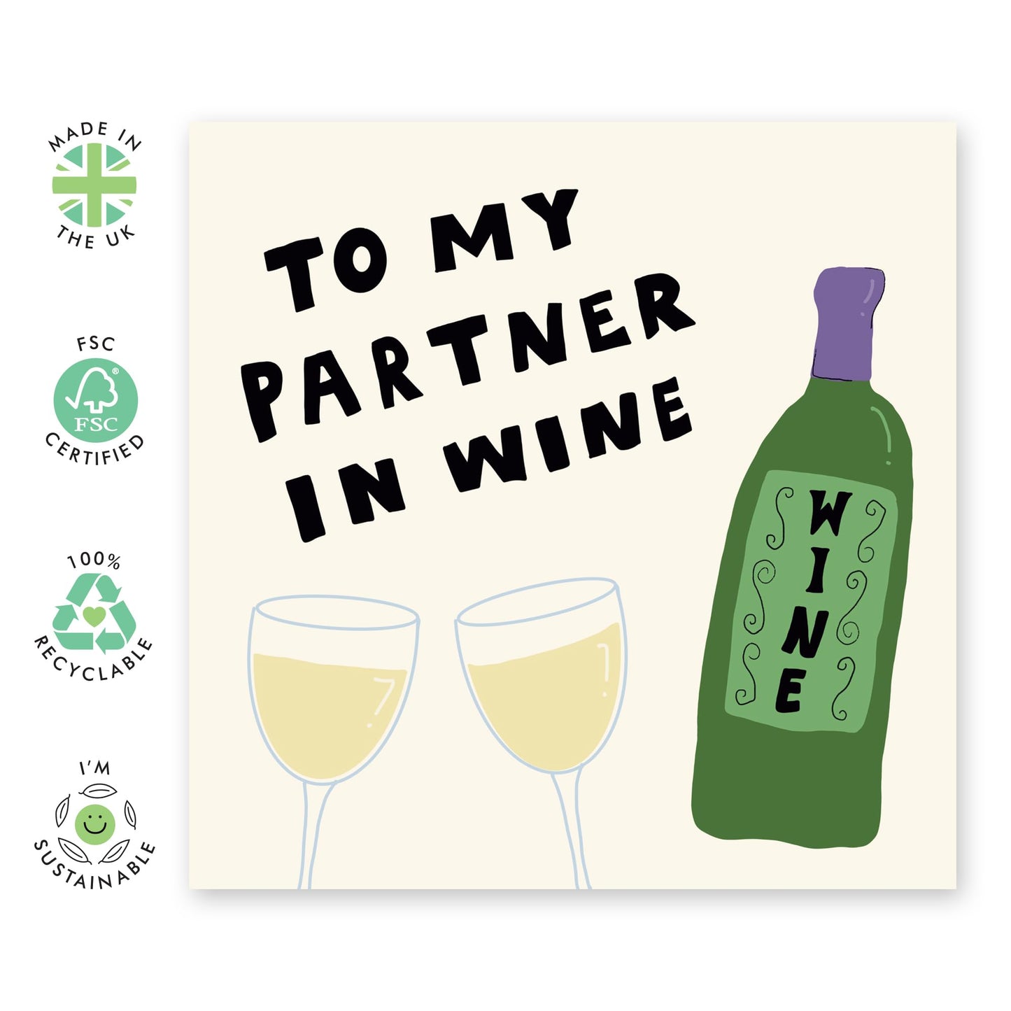 Hilarious Birthday Card for Partners - 'Partner In Wine' - Gifts for Besties, BFF, Best Friend, Girlfriend, Boyfriend, Wife, Husband, Colleague - Cheers - Comes with Fun Stickers