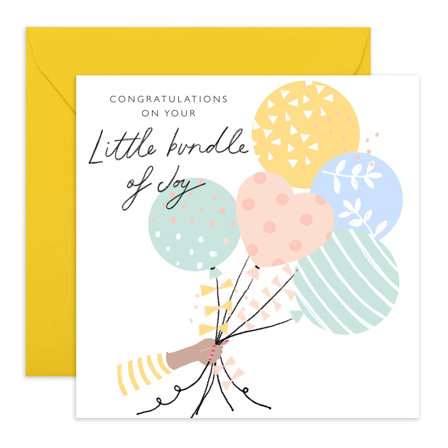 Congratulations Card For New Baby Unisex - Little Bundle Of Joy - Baby Greeting Cards For New Parents Expecting Pregnancy - Newborn Baby Girl Or Boy - Comes With Stickers - By Central 23