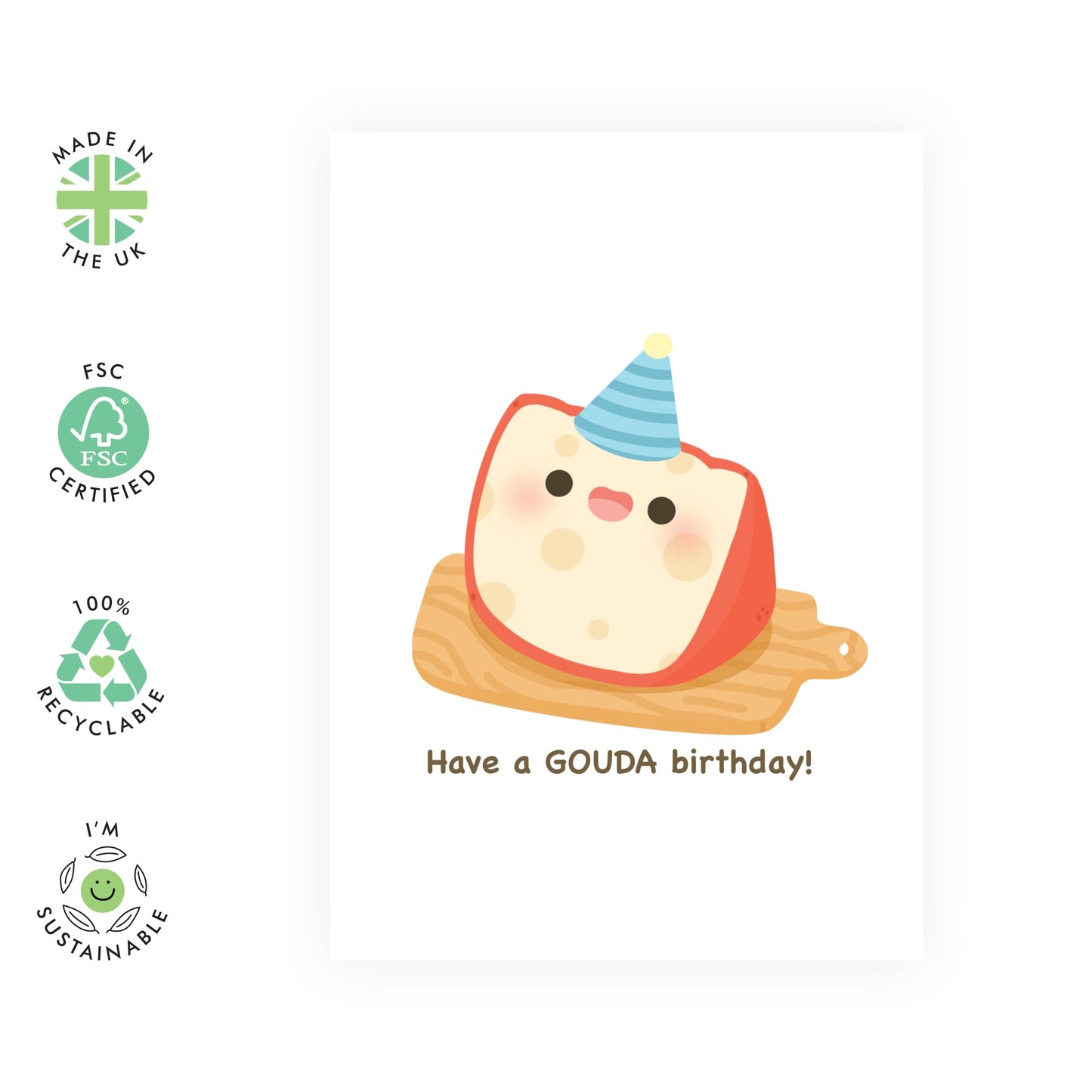 Funny Greeting Cards For Men Women - Have A Gouda Birthday - Cheese Pun Humour - Birthday Card For Brother Sister Daughter Son - Gifts For Him Her - Comes With Stickers - By Central 23