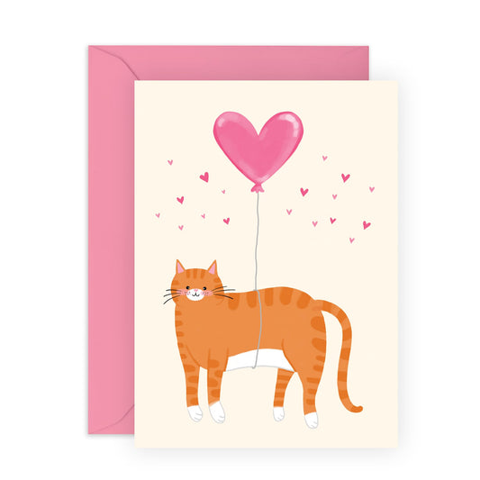 Cat Birthday Card For Boyfriend - Cat Heart Balloon - I Love You Gifts For Her Him Couple - Husband Anniversary Cards - Valentines Day Cards For Wife - Comes With Fun Stickers By Central 23