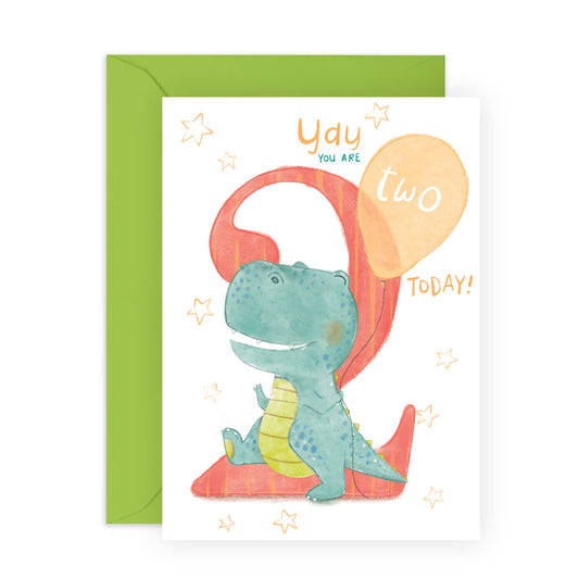 2nd Birthday Card For Boys - Happy Second Birthday Cards For Kids - For Son Nephew Godson - Baby Milestone Age Two - Gifts For Grandson - Comes With Fun Stickers - By Central 23