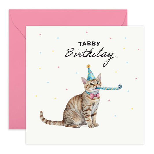 Cute Birthday Card for Him Her – “Tabby Birthday” – Gifts for Family, Friends, Kids, Women, Men, Bestie, Niece, BFF, Cat Lovers – Playful and Creative - Comes with Stickers