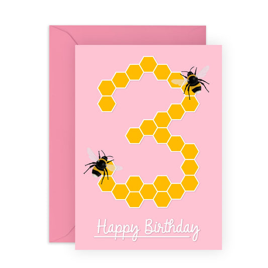 3rd Birthday Card For Boys Girls - Happy Birthday Card Age Three - Milestone Baby Card - Third Bday - Gifts For Kids Son Daughter Niece Nephew - Comes With Fun Stickers - By Central 23
