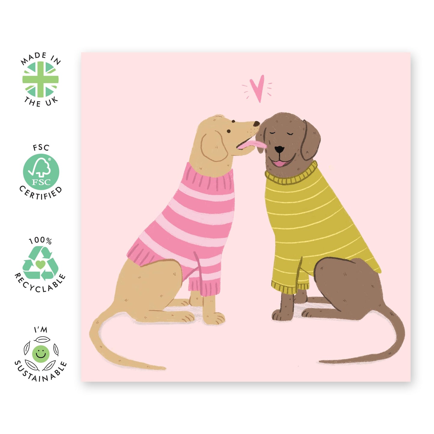 Valentines Day Card Sweet Dogs - 'Labradors Jumpers Love' - Gifts for Him, Her, Husband, Wife, Spouse, Girlfriend, Boyfriend - Falling in Love - Comes with Fun Stickers