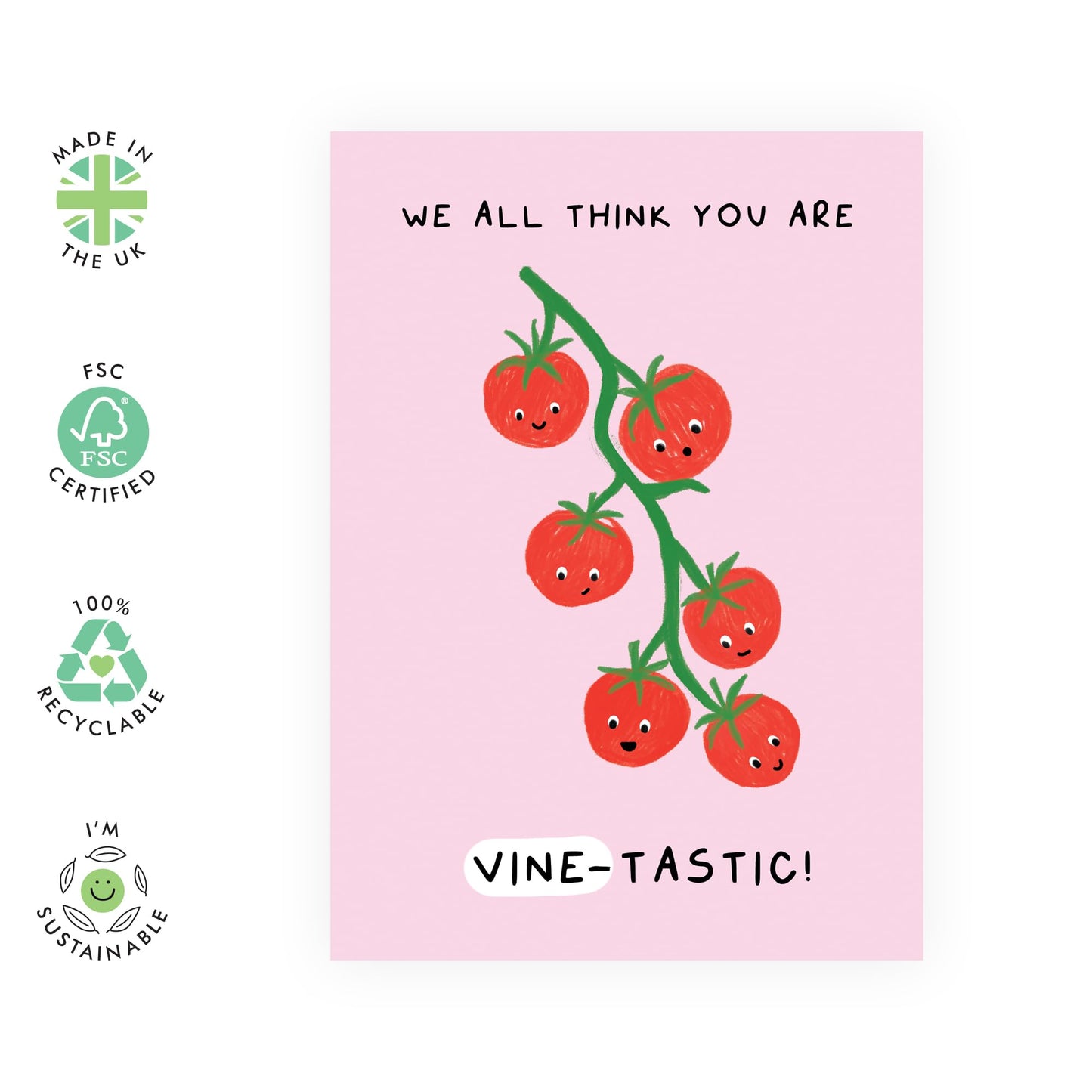 Happy Birthday Card - We All Think You're VINE-tastic - Plant Lover Greeting Cards Funny Jokes Puns - Thank You Note Card & Envelope - Gifts For Friends Women Men - Comes With Stickers By Central 23