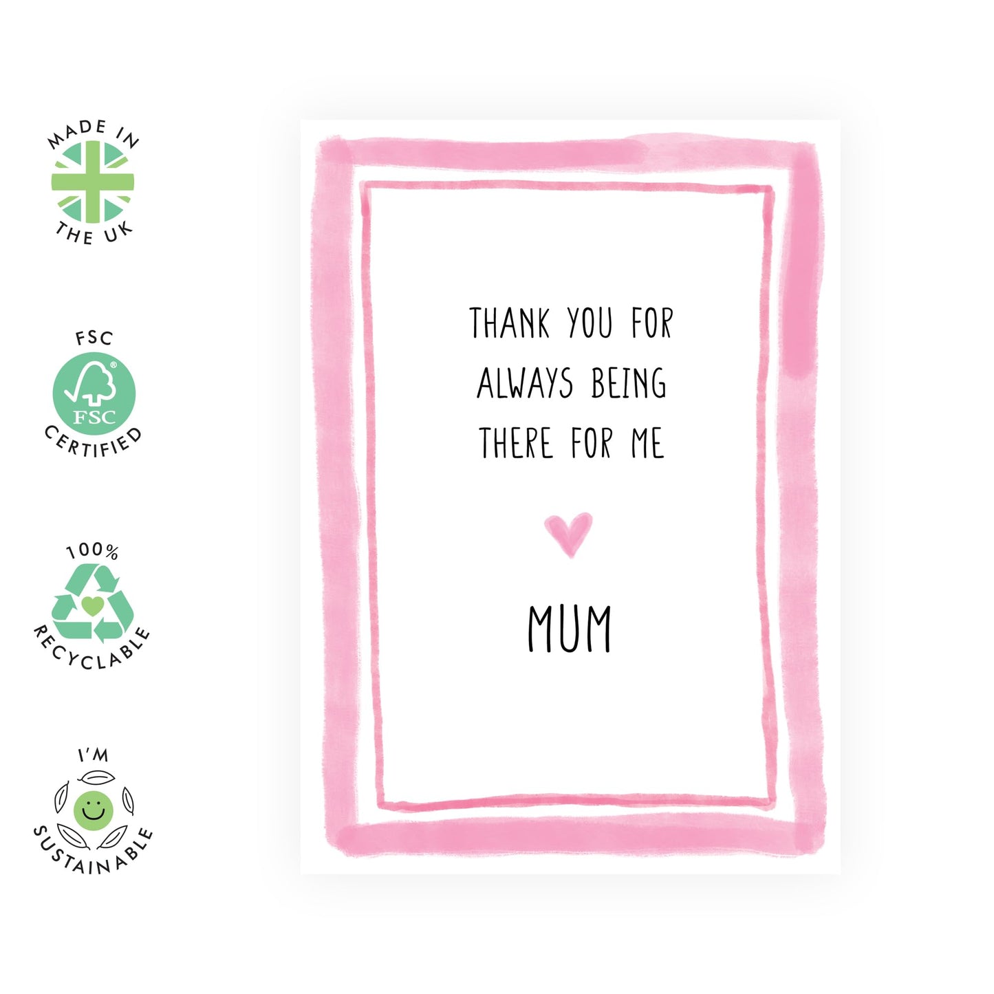 Mum Birthday Card - For Always Being There - Birthday Card for Her, Mummy, Mama, Ma, In Law - Mothers Day Card From Daughter Son - Sweet Appreciation Gifts for Women -Comes With Fun Stickers
