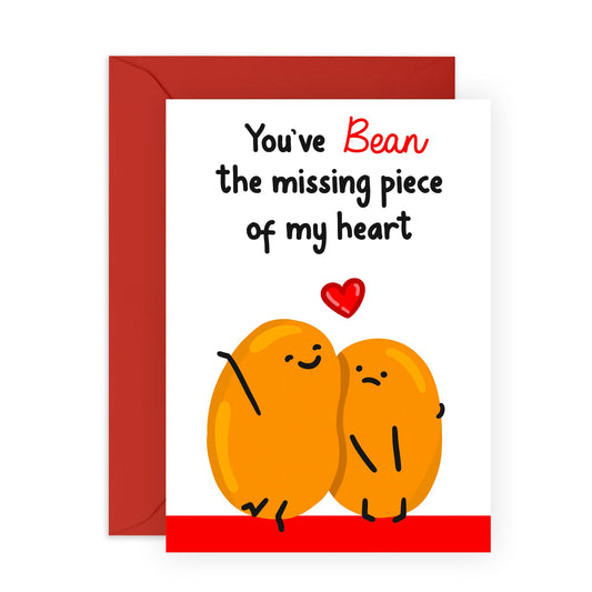 Engagement Card - Boyfriend Birthday Card - You've BEAN The Missing Piece Of My Heart - Girlfriend Anniversary Card - Valentine Card - Comes With Fun Stickers By Central 23