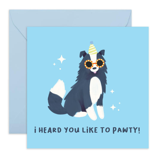 Dog Birthday Card For Men Women - Heard You Like To Pawty - Pun Humour - Greeting Cards From Pet - Gifts For Dog Mum Dad - Best Friend Birthday Card - Comes With Stickers - By Central 23