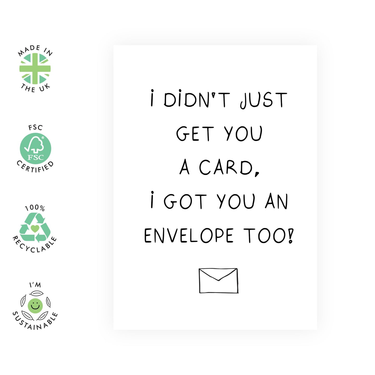 Funny Greeting Card - 'Envelope' - Greetings for Parents, Best Friends, BFFs, Buddies, Mates, Colleagues, Coworkers - Not Just A Card - Comes with Fun Stickers