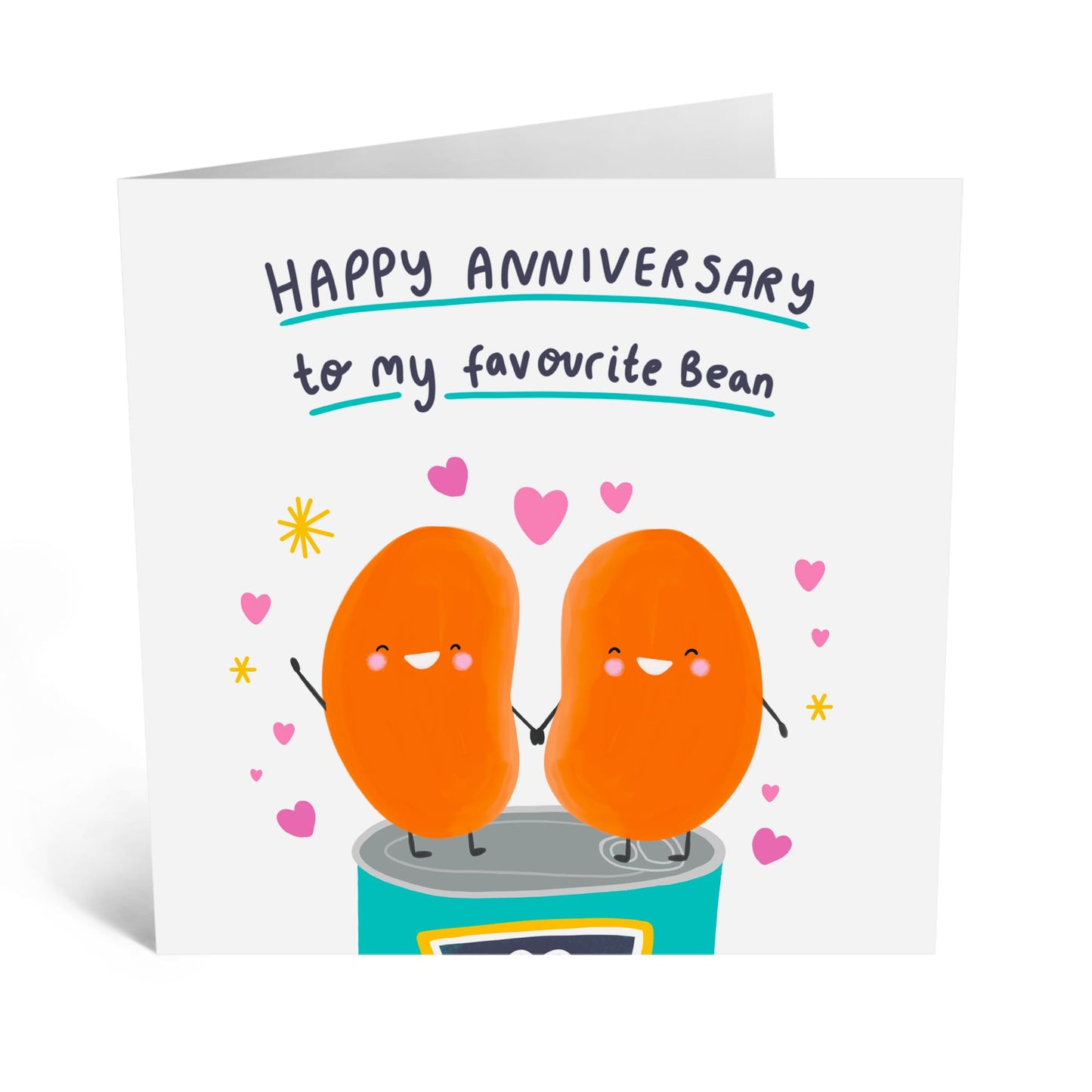 Anniversary Greeting Card - 'HAPPY ANNIVERSARY BEAN' - Perfect for Celebrating Your Special Someone - Ideal for Adding a Touch of Playfulness to Your Special Day - Comes With Stickers By Central 23