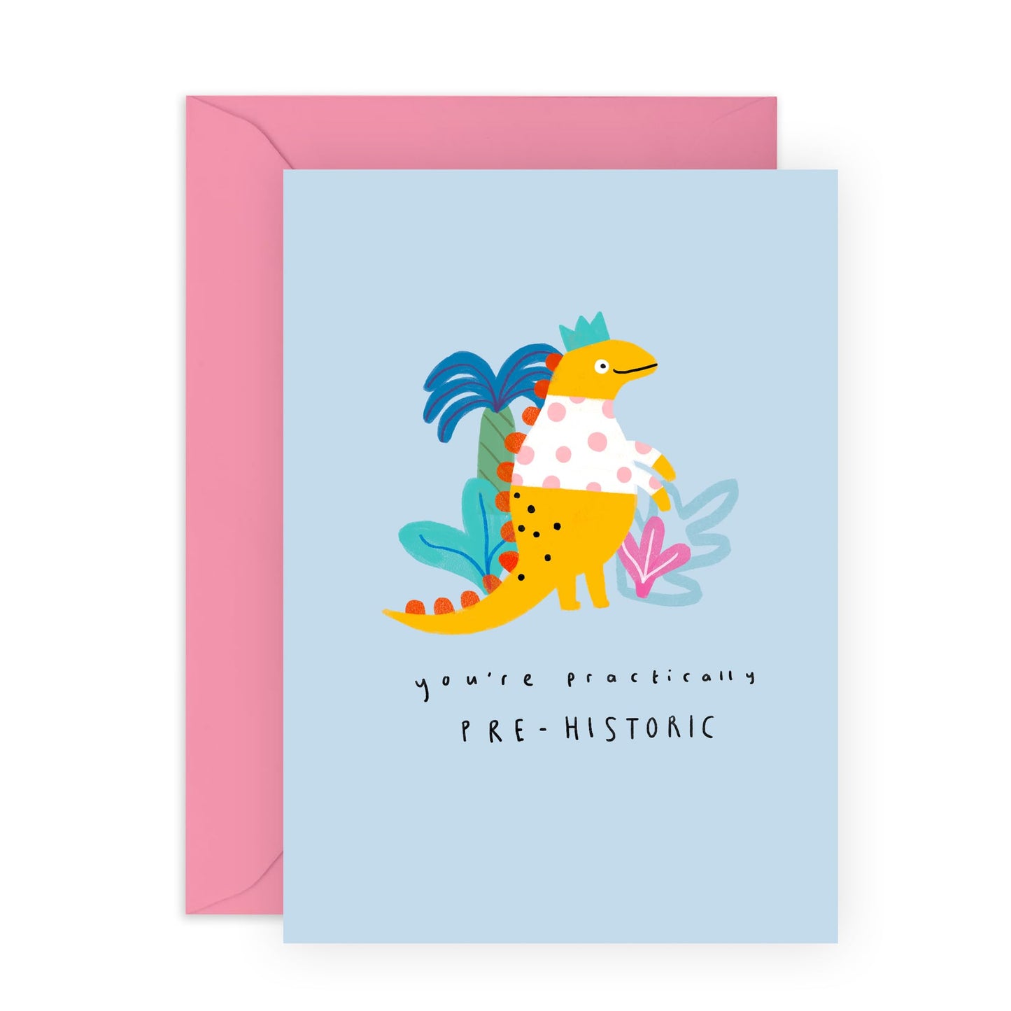 Funny Old Dinosaur Birthday Card - 'Dino Pre-Historic' - Gifts for Her, Friends, Aunties, Sister, Besties, BFF - Getting Older - Comes with Fun Stickers