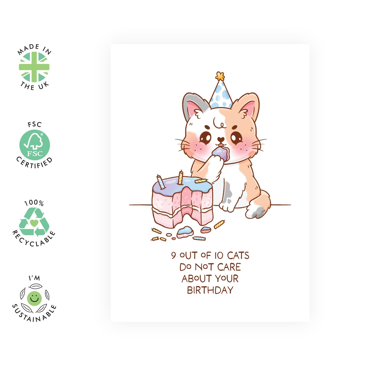 Adorable Birthday Card - '9 OUT OF 10 CATS BIRTHDAY!' - Perfect for Cat Lovers - Celebrate with a Fun Twist for Cat-Themed Birthdays - Includes Envelope and Stickers by Central 23