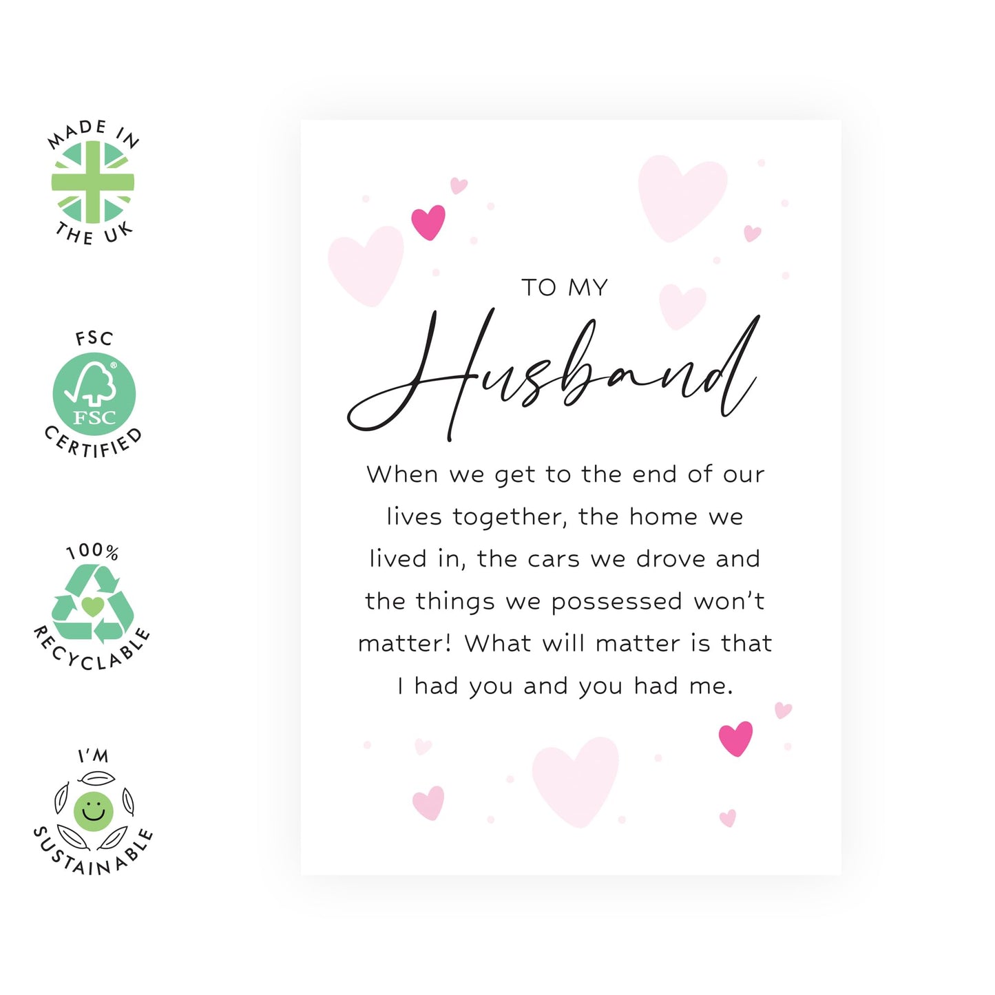 Sweet Message Anniversary Card - 'To My Husband' - Anniversary & Valentines Gifts for Married Couples, Husband, Partner, Hubby, Other Half - For You - Comes with Fun Stickers