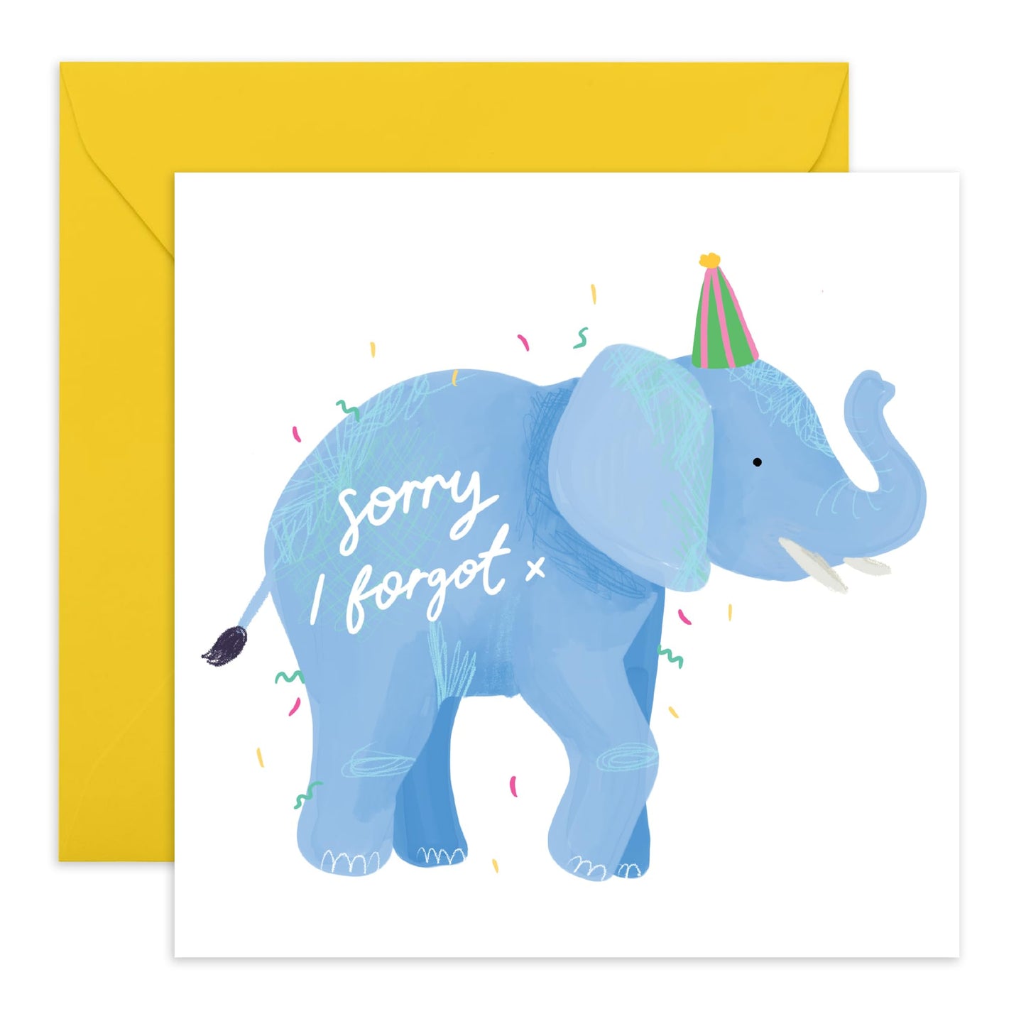 Apologetic Birthday Card - 'SORRY I FORGOT, ELEPHANT!' - One Way to Apologize with a Playful Nod to Forgetfulness - Lighten the Mood on Their Special Day - Includes Envelope and Stickers by Central 23