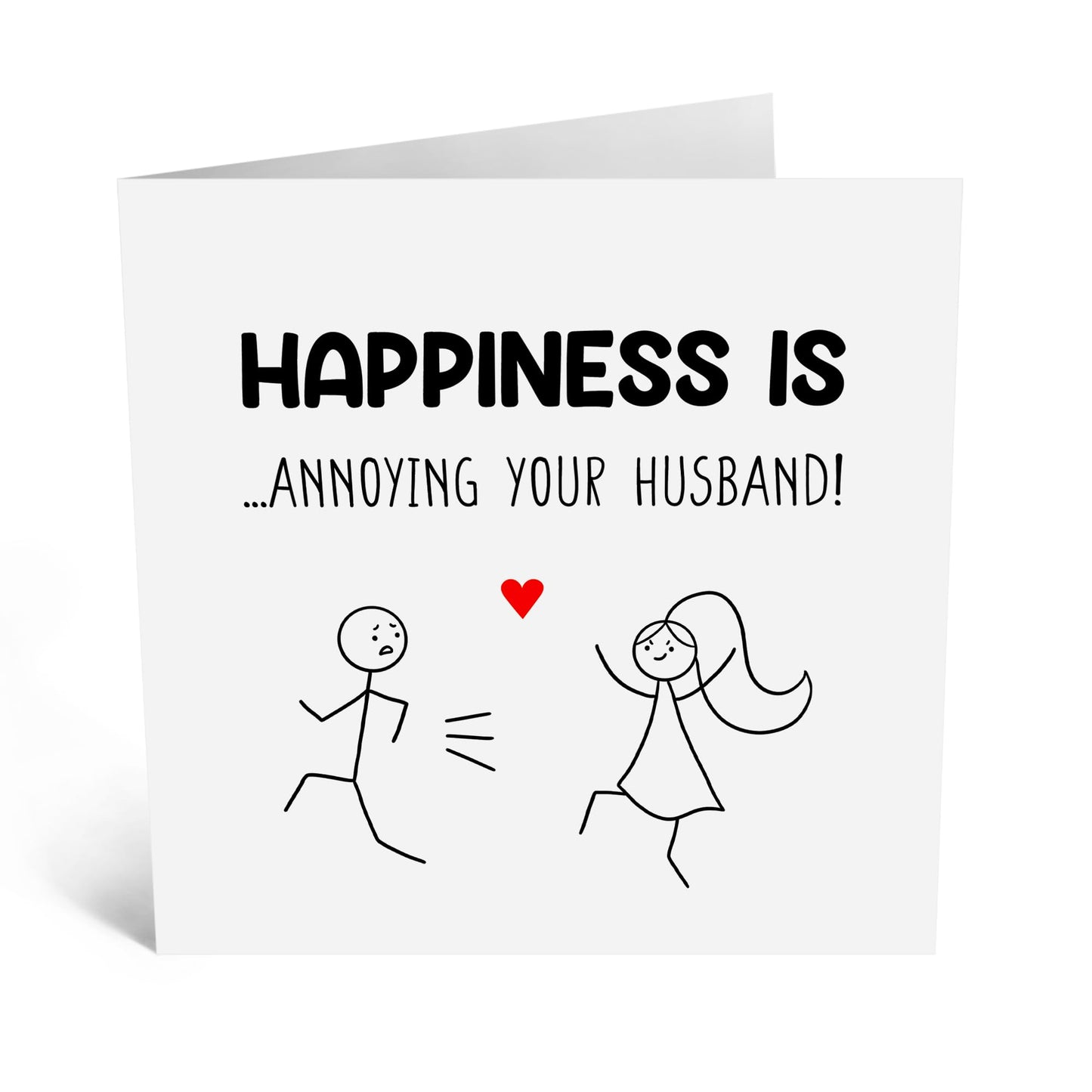Funny Greeting Card - 'HAPPINESS IS ANNOYING HUSBAND' - Perfect for Celebrating Your Playful and Loving Marriage - Ideal for Adding Humor and Joy to His Special Day - Comes With Stickers By Central 23