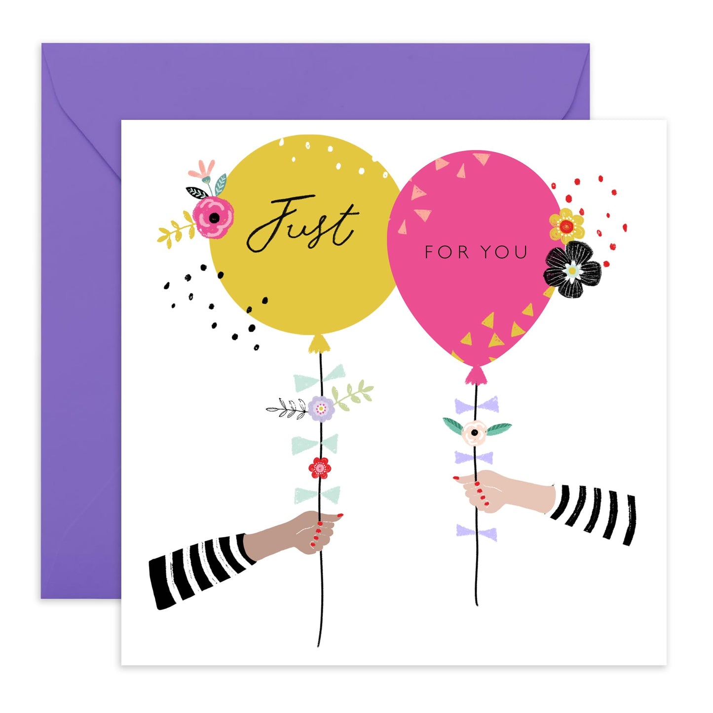 Greeting Cards Birthday For Men And Women - Just For You - Blank Cards With Envelope Bday Gifts - Pretty All Occasion Card For Sister Mum Nan Aunt Her - Comes With Stickers By Central 23