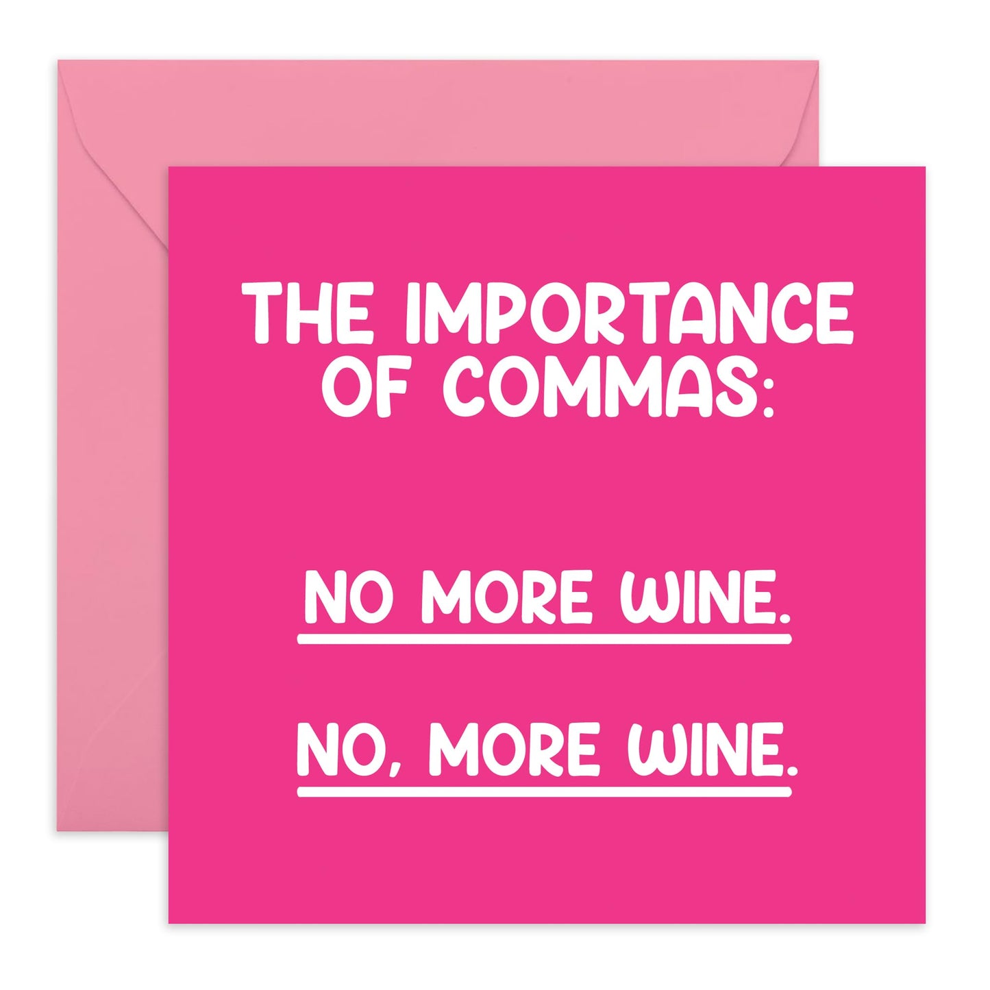 Creative & Hilarious Birthday Card - 'Importance of Commas Wine' - Gifts for Friends, Family, Co-worker, Colleagues, Bestie, Neighbours, Him, Her - Cake & Candles - Comes with Fun Stickers