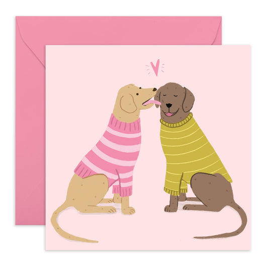 Valentines Day Card Sweet Dogs - 'Labradors Jumpers Love' - Gifts for Him, Her, Husband, Wife, Spouse, Girlfriend, Boyfriend - Falling in Love - Comes with Fun Stickers