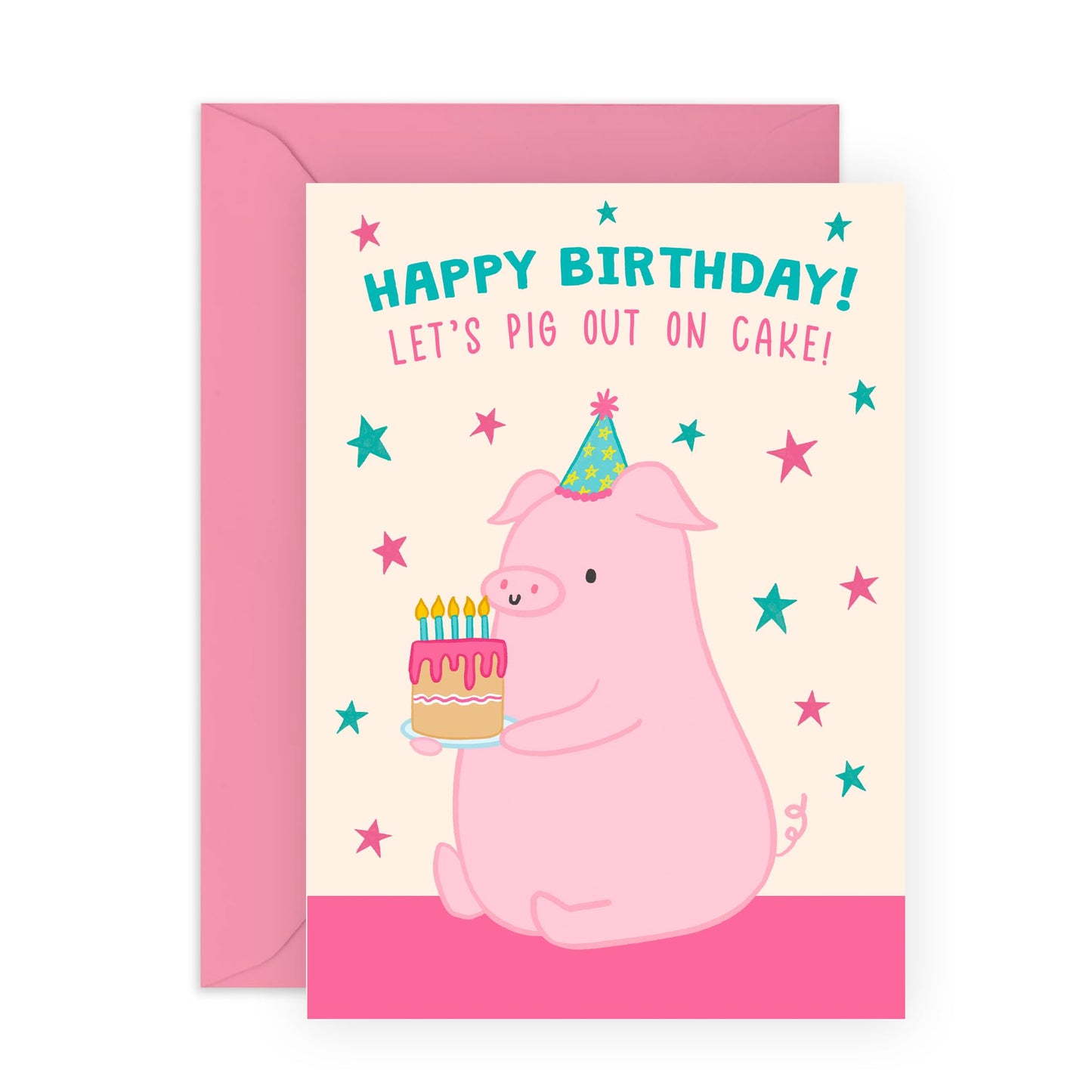 Best Friend Birthday Card For Women - Birthday Pig Cake - Heartfelt Greeting Cards For Friends Bestie Bff - Gifts For Her Female Girlfriends - Comes With Fun Stickers By Central 23