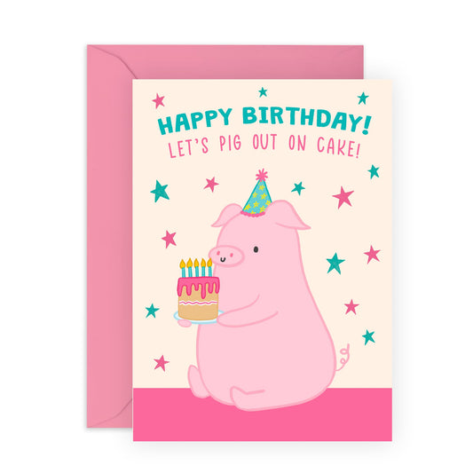 Best Friend Birthday Card For Women - Birthday Pig Cake - Heartfelt Greeting Cards For Friends Bestie Bff - Gifts For Her Female Girlfriends - Comes With Fun Stickers By Central 23