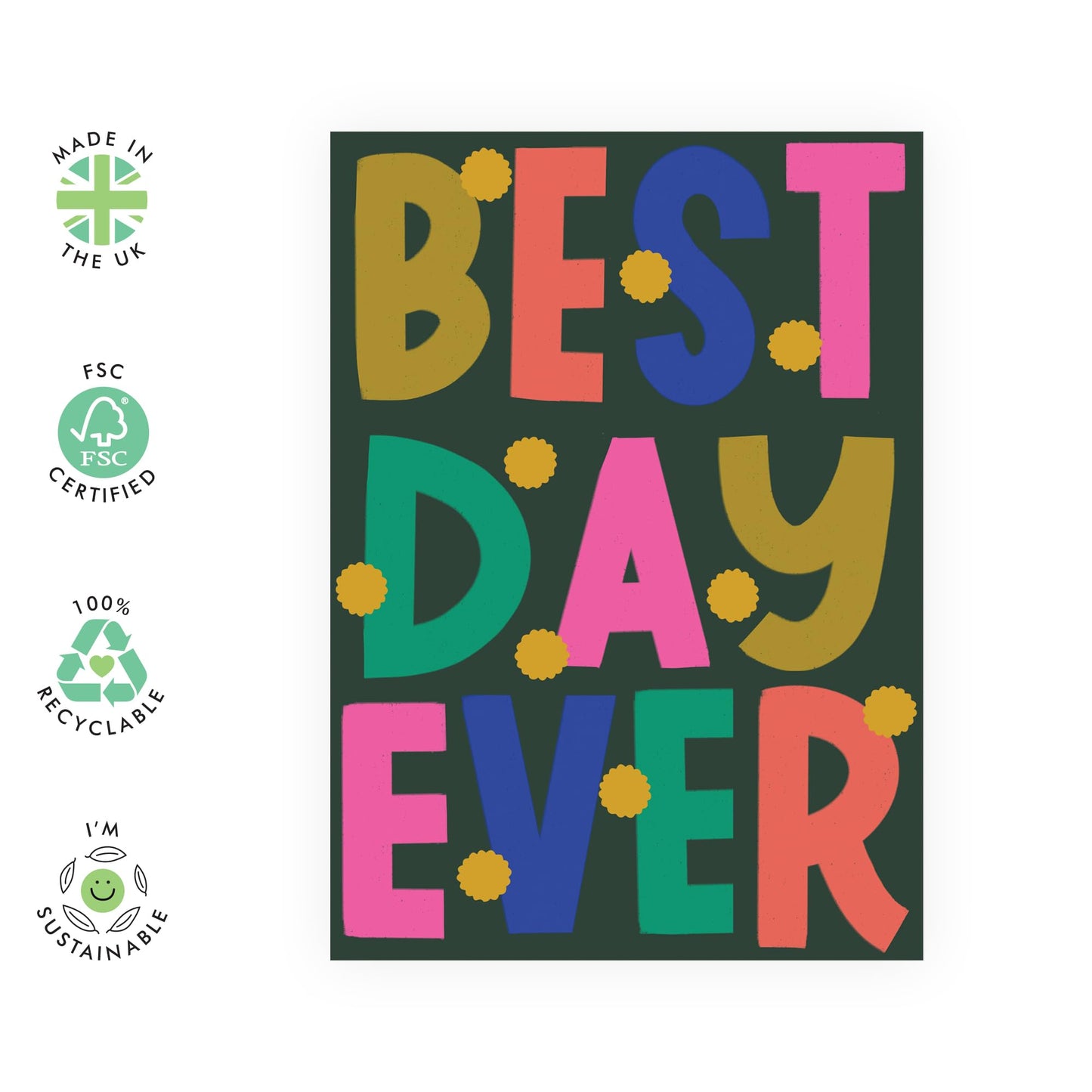 Birthday Card For Men Women - Best Day Ever - Anniversary Card For Wife Husband - Gifts For Him Her - Just To Say Cards - Comes With Stickers - By Central 23