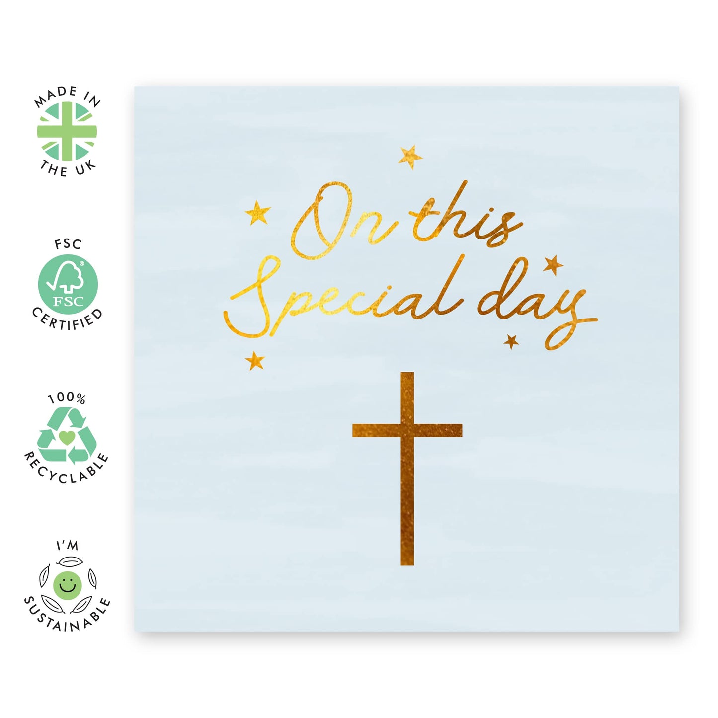 Central 23 Baptismal Card 'On This Special Day' Dedication Day For Baby Girl Baby Boy - Christening Card for Niece Nephew - Baptism Granddaughter Grandson - Comes With Stickers