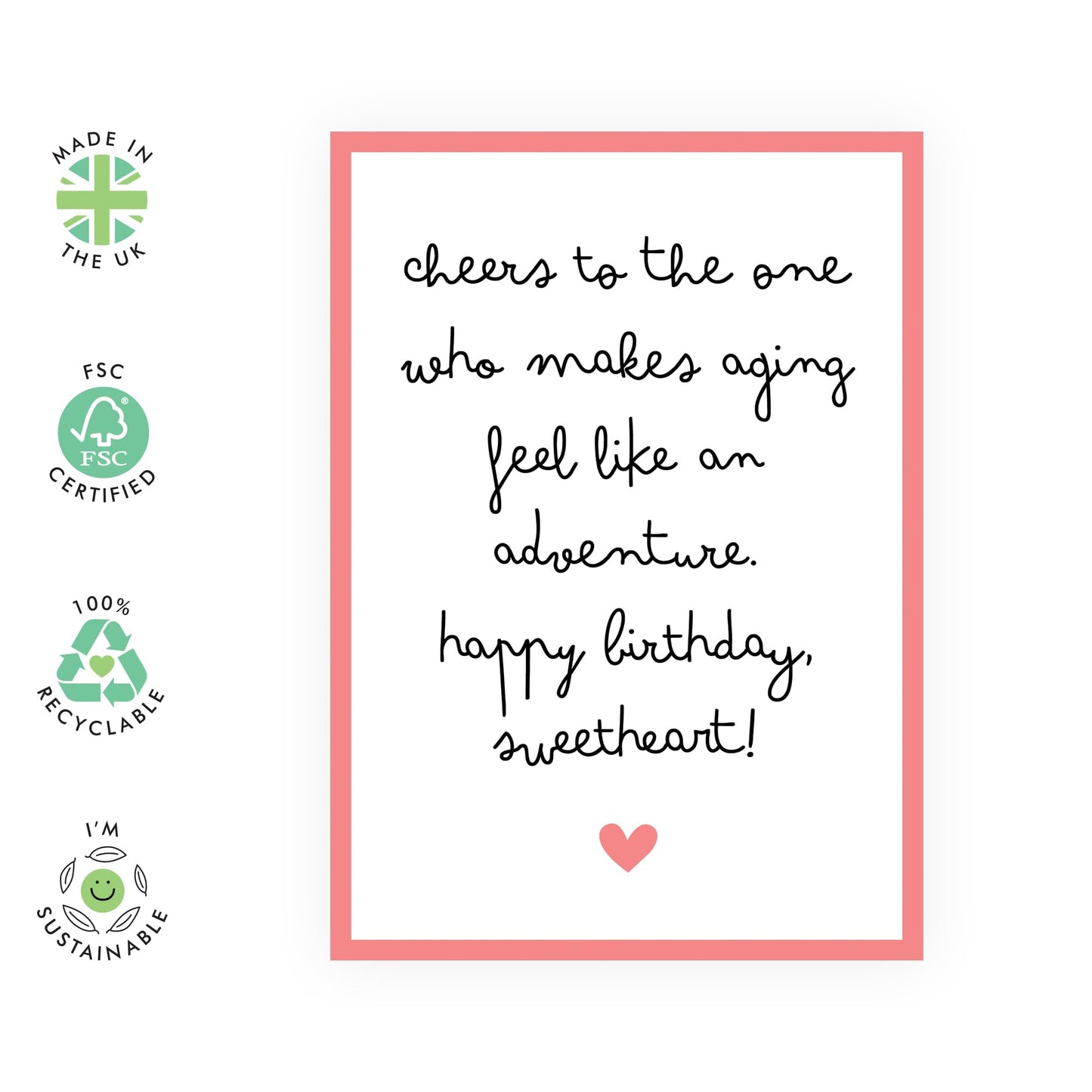 Sweet Birthday Cards For Women Men - Happy Birthday Sweetheart - Greeting Cards For Wife Girlfriend - Love Gifts For Her 50th 60th 70th Birthday - Comes With Stickers - By Central 23